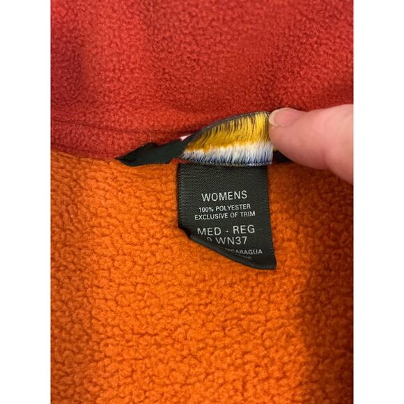 LL Bean Pumpkin Orange Fleece Quarter Zip Pullover Hand Warmer Pocket Sz Medium - Picture 7 of 10